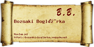 Bozsaki Boglárka névjegykártya